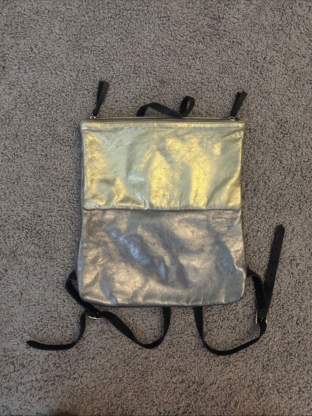Clare V Metallic Silver Women's Backpack